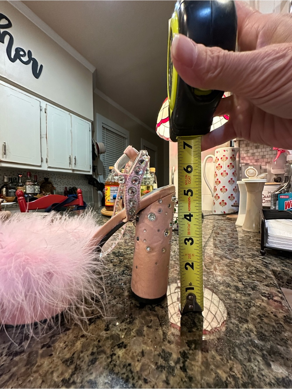 Dolls Kill Blush Pink Feathered Crystal Block Heel Sandals - Picture 7 of 9